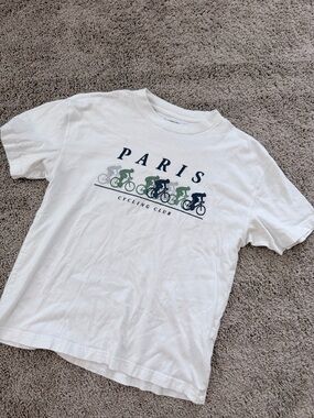Abercrombie & Fitch White Paris Cycling Graphic Tee